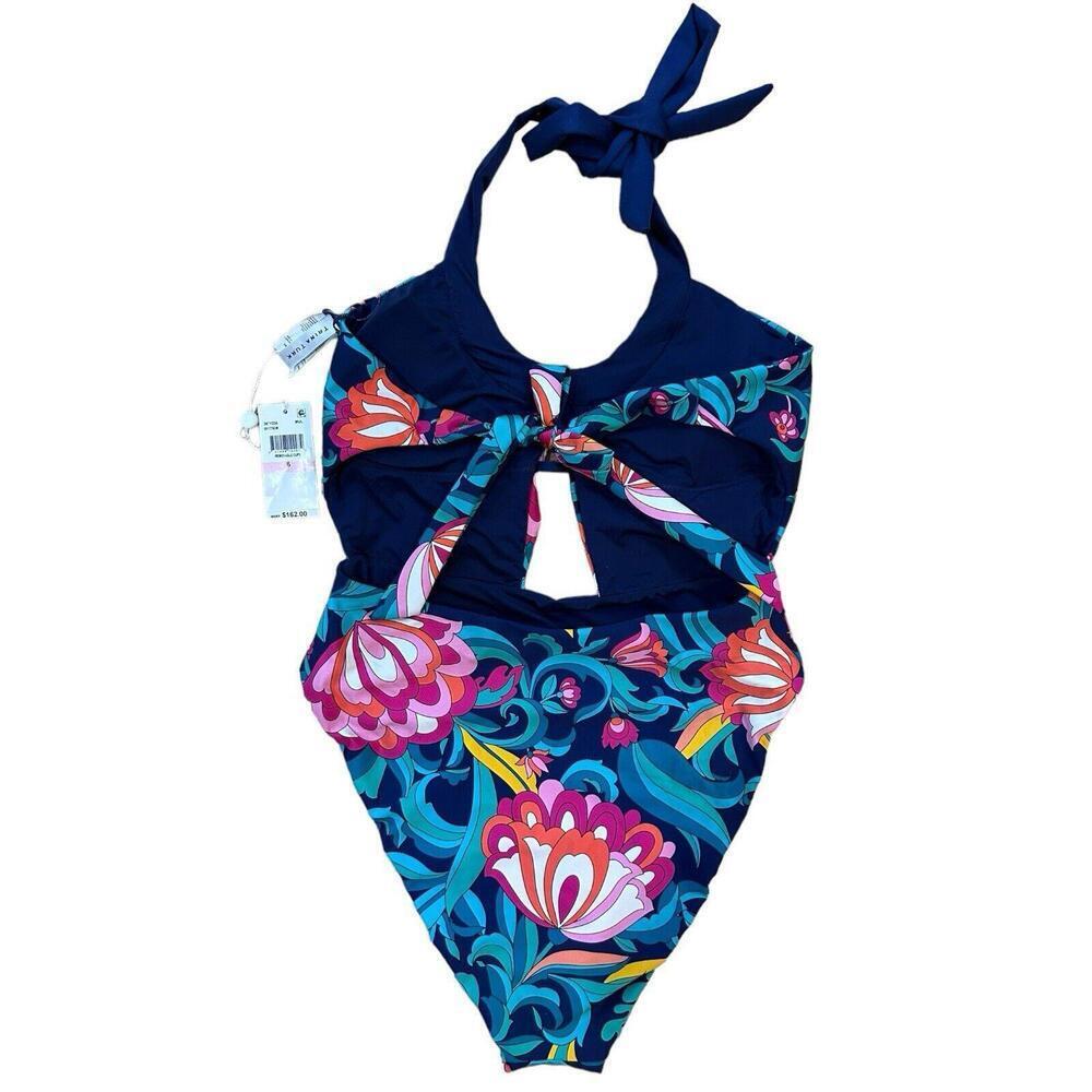 Trina Turk India Garden Halter Belted One Piece Womens Floral Swimsuit Size 6 - Picture 4 of 7